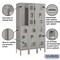 Salsbury Industries 2 Tier Vented Locker, 36"Wx66"Hx12"D, 6 Door, Gray, Unassembled 72352GY-U - alternate 3